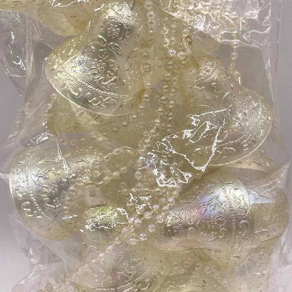 Christmas House Bell Garland Holiday Decor Iridescent Beaded Plastic 9ft NEW‎